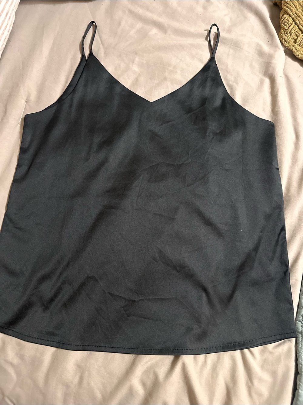 Versatile Black V-Neck Satin Cami